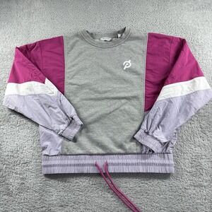 Peloton‎ Chic Fabric Mix Pullover Sweatshirt Windbreaker Gray Pink Size Small